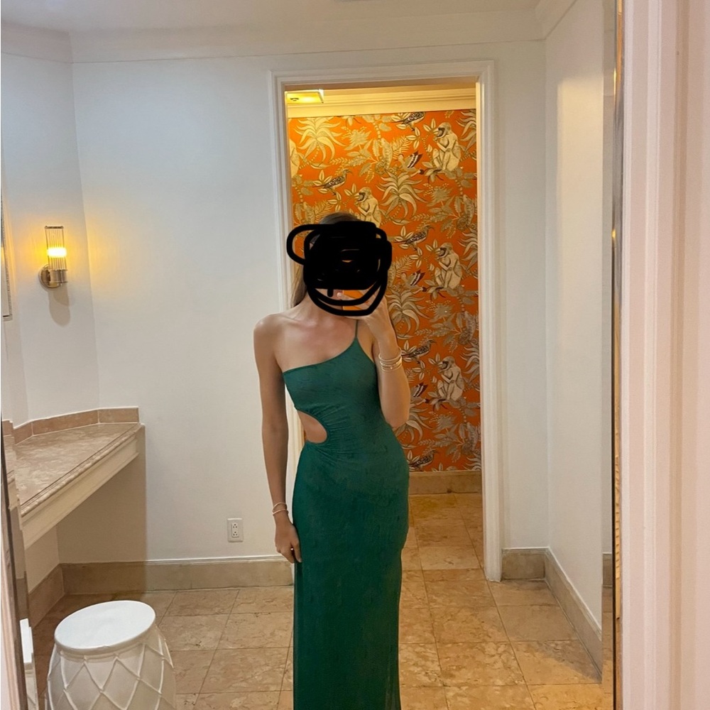 Chic One-Shoulder Green Dress